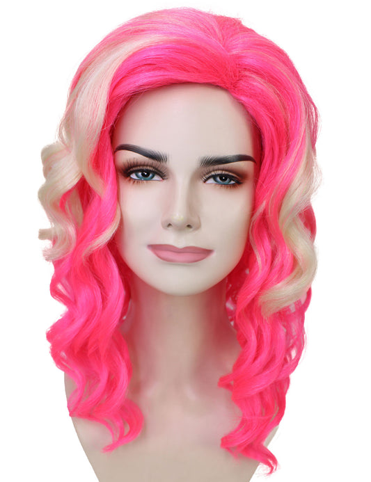 ウィメンズ H-5738 アニメテーマ ピンクとブロンド オンブレ ウェービーボブ ウィッグ 難燃性 100% 合成ファイバー コスプレウィッグ