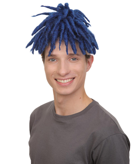 メンズ H-6176 アメリカンラッパー ダークブルー ドレッドロック アップヘア ウィッグ 不燃性合成繊維ウィッグ