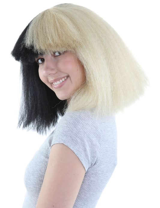 Wigs2you ハロウィンとパーティー プレミアム レディース H-490 SIA ブラックとブロンド ウィッグ Lサイズ