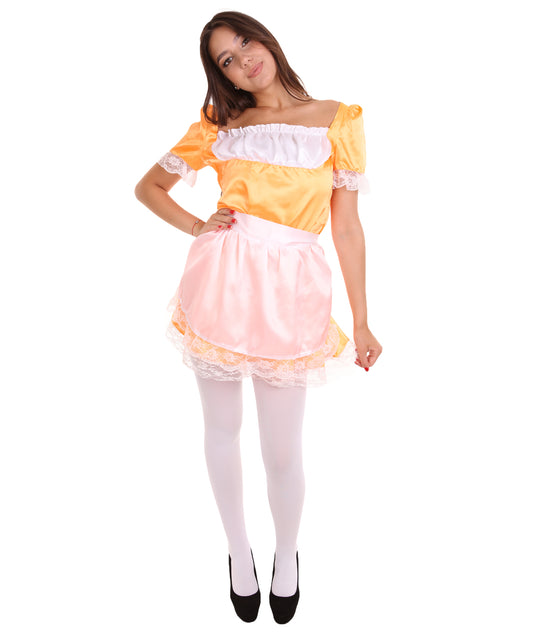 女性用 JCO-343_9 伝統的なメイド制服コスプレ オレンジコスチューム