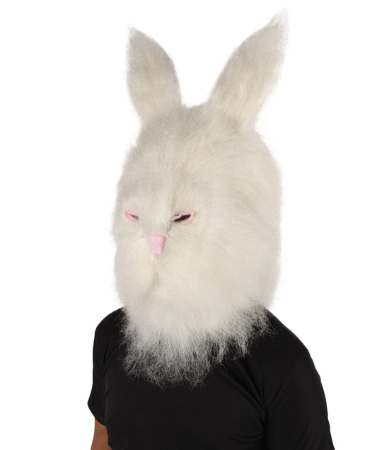 ユニセックス H-6188 ホワイトファーイースターバニーマスク| ハロウィンやコスプレに最適 難燃性合成繊維