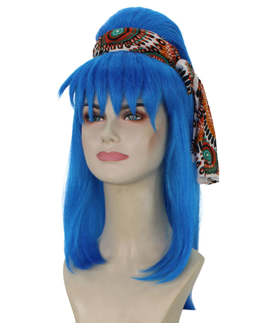 女性用 H-5994 ジャパンブルー アニメウィッグ ハロウィンやコスプレに最適 難燃性合成繊維