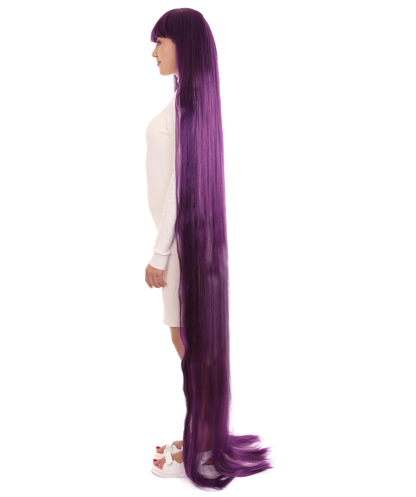 70エクストラロングバイオレット女性用ウィッグコレクション H-3263 華やかなハロウィンウィッグ プレミアム通気性のあるキャップレスキャップ