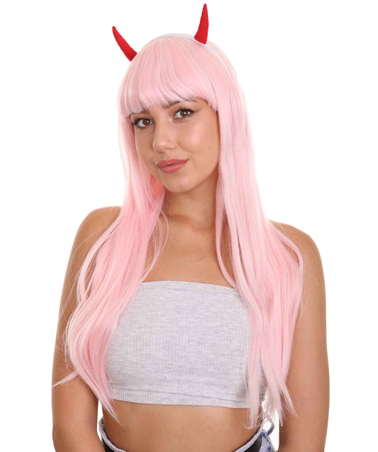 Wigs2you C-225 ダーリン・イン・ザ・フランキス ゼロツー ウィッグ レディース ピンク コスプレウィッグ デビルホーン ショート アニメ フルウィッグ ハロウィン 仮装