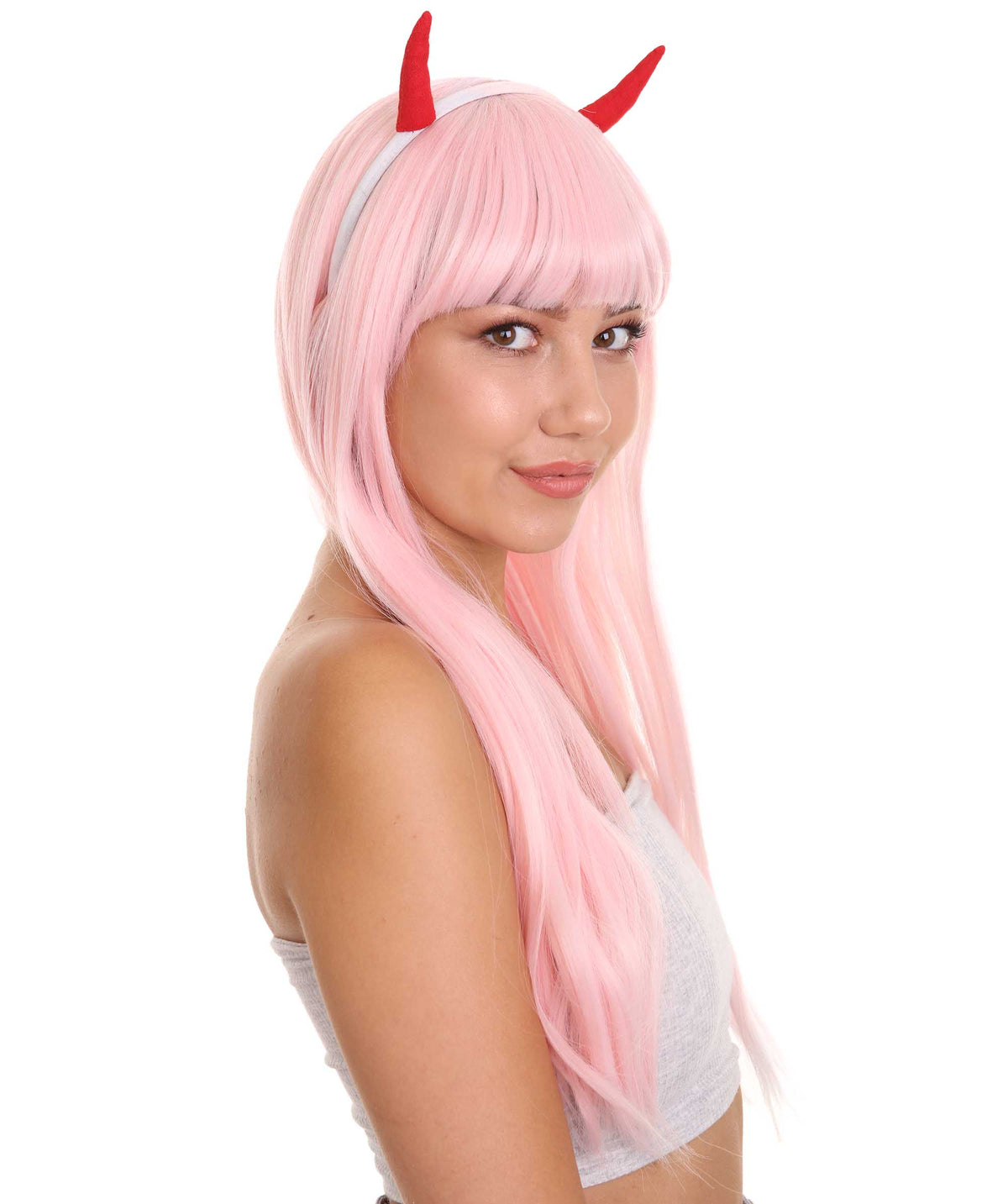 Wigs2you C-225 ダーリン・イン・ザ・フランキス ゼロツー ウィッグ レディース ピンク コスプレウィッグ デビルホーン ショート アニメ フルウィッグ ハロウィン 仮装