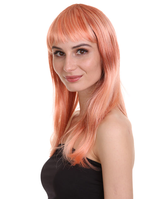 Wigs2you ハロウィンパーティープレミアムレディース H-1041 とても快適なグラマーグリーンウィッグ ピーチカラー