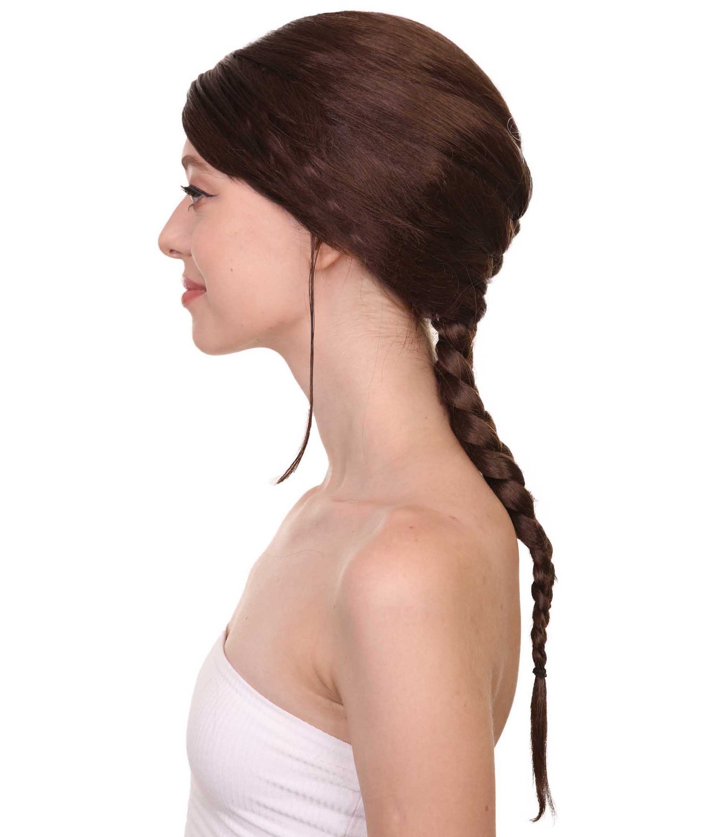Wigs2you ハロウィン パーティー プレミアム レディース H-1184 快適なフィット感のブラウン編み込みウィッグ