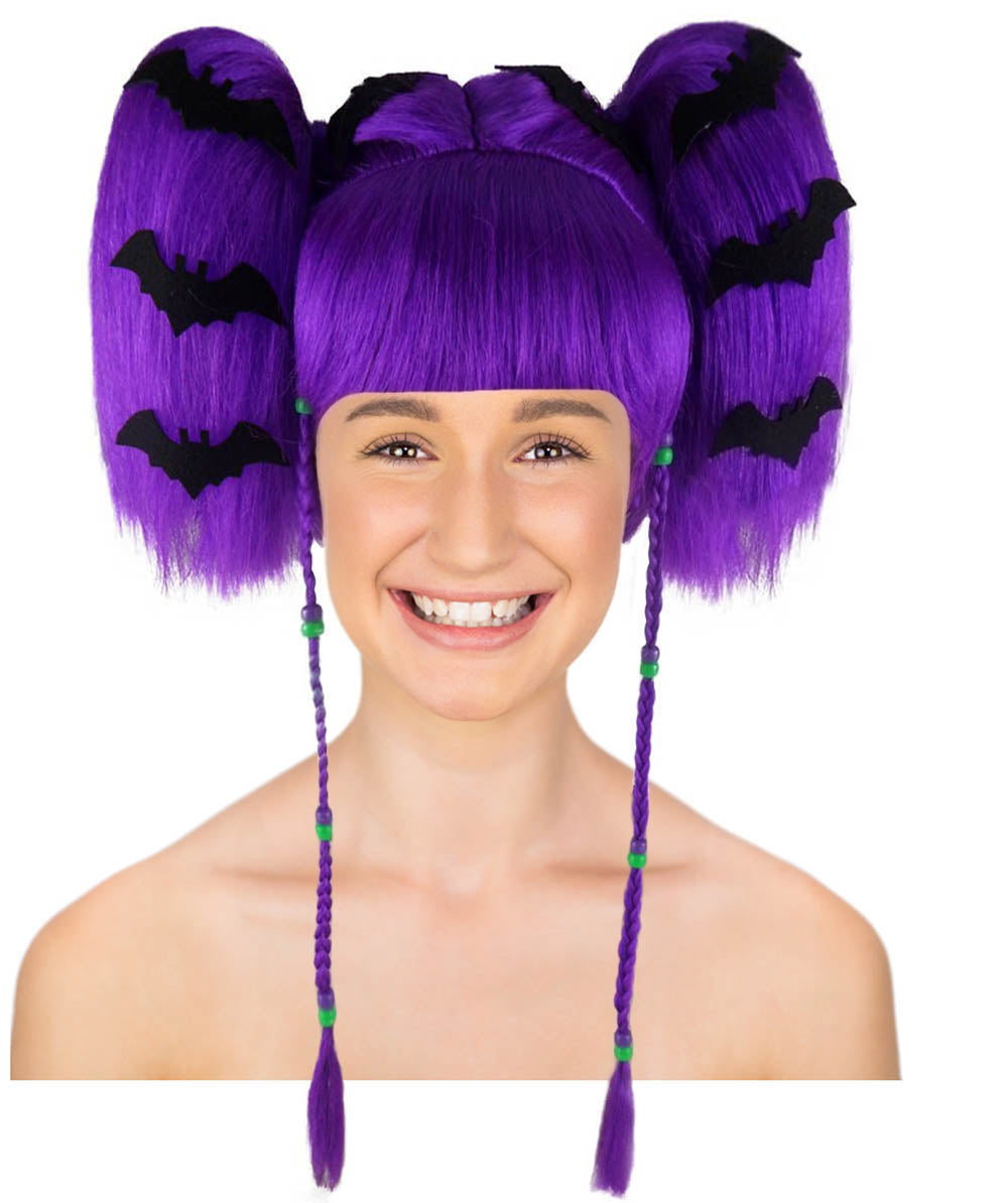 Wigs2you ハロウィンパーティー プレミアム レディース H-712 バットエンジェル ウィッグ ネオンパープル色