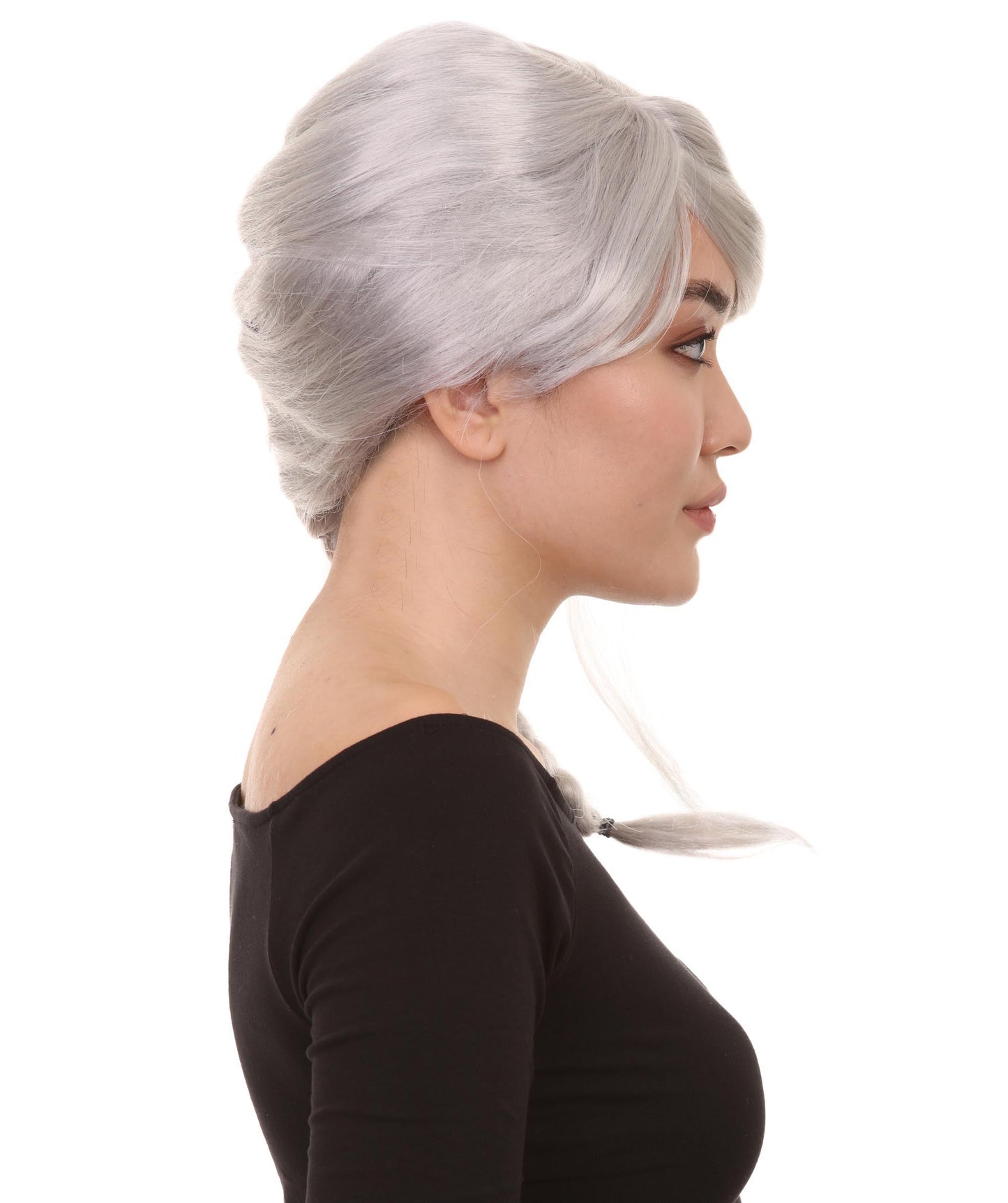 Wigs2you ハロウィン パーティー プレミアム レディース H-1176 快適なフィット感 グレー 編み込みウィッグ