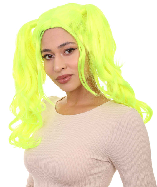 Wigs2you ハロウィンパーティー プレミアム レディース H-742 ドリー ピグテールウィッグ ネオングリーン色