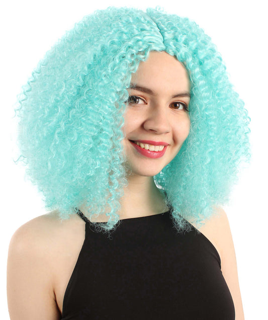 女性用ショルダーレングスカーリーウィッチウィッグ ライトブルー H-5374_10 合成繊維ヘア ハロウィンパーティーウィッグコレクション
