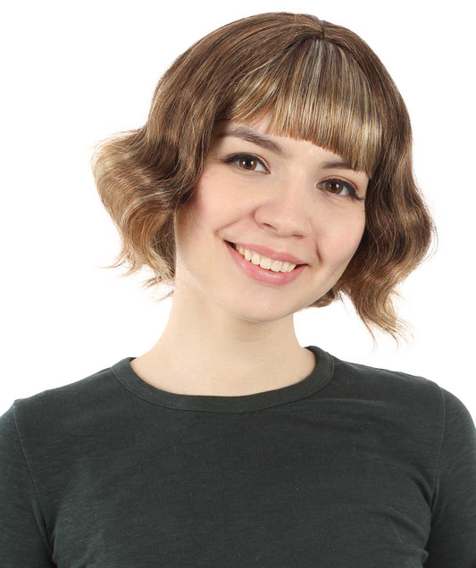 女性 8インチ ショートレングス ウェービー ポップアイコンウィッグ ミックスブロンド H-5381_23 合成繊維の髪 ハロウィーンパーティーウィッグ