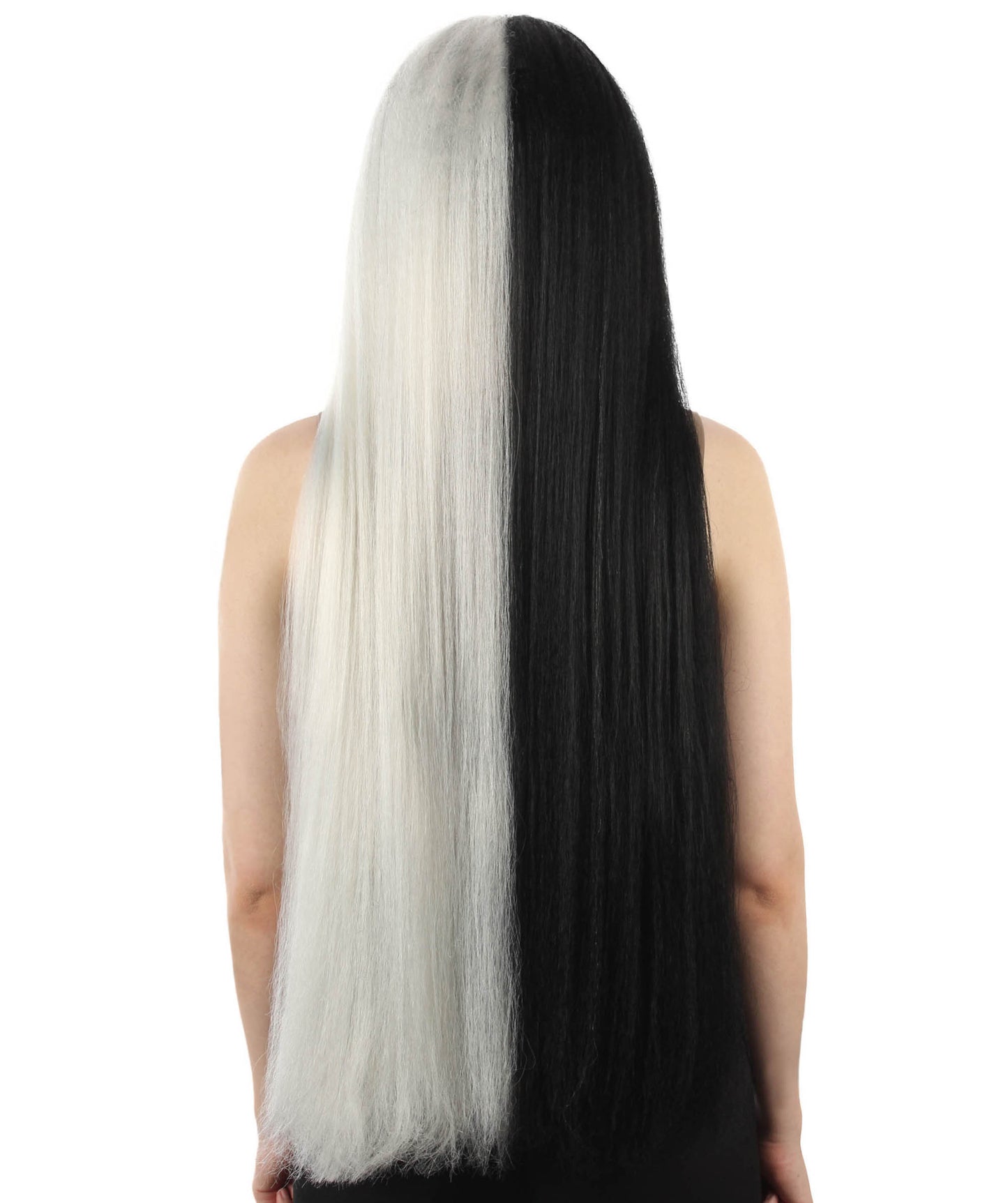 女性 36インチ 超長いウィッグ ホワイトブラック H-5379_19 バングなし コスプレ衣装の髪ウィッグ