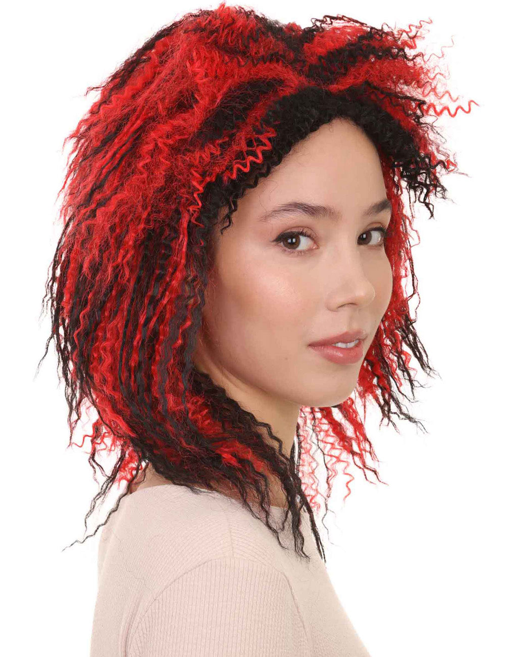 Wigs2you ハロウィンパーティープレミアムレディース H-1478 ディアボリストのブラックとレッドスタイルのウィッグ