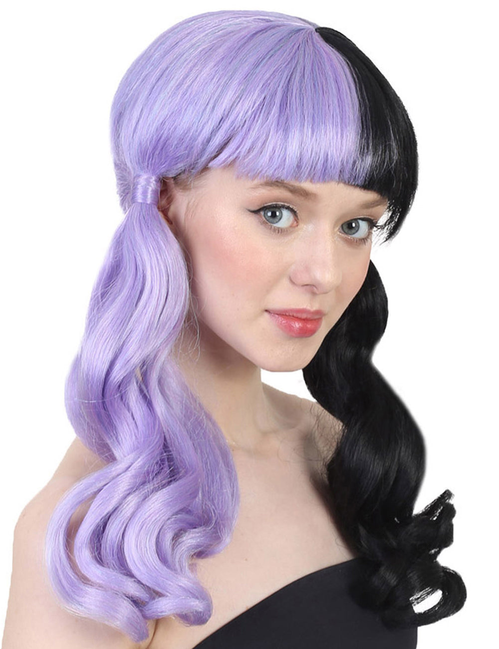 Wigs2you ハロウィン パーティー プレミアム レディース H-1444 簡単に着用でき 快適なフィット感の独占コスプレウィッグ メラニー パープルとブラックの波状スタイル