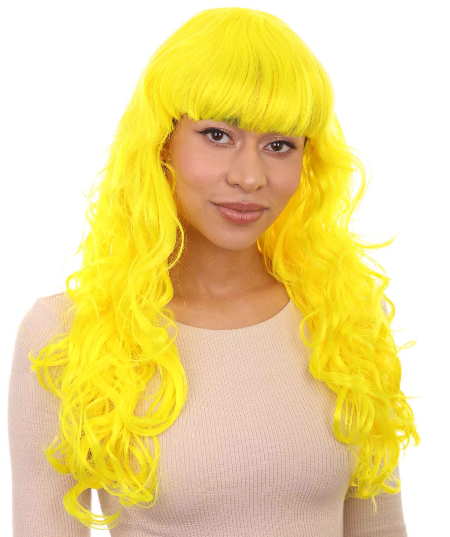 Wigs2you ハロウィンパーティープレミアム H-842 バットマン 女性ジョーカーウィッグ ネオンイエロー色