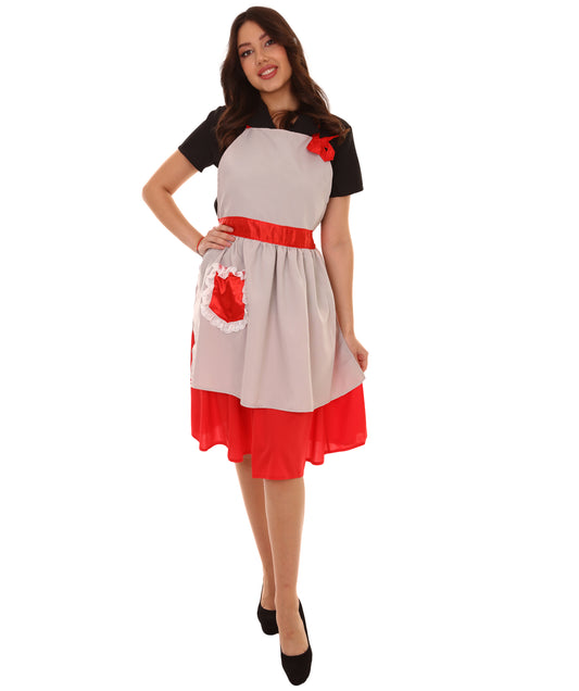 大人向け女性用 JCO-147 50年代 主婦 4ピース 歴史 コスチューム マルチカラー コスプレ コスチューム