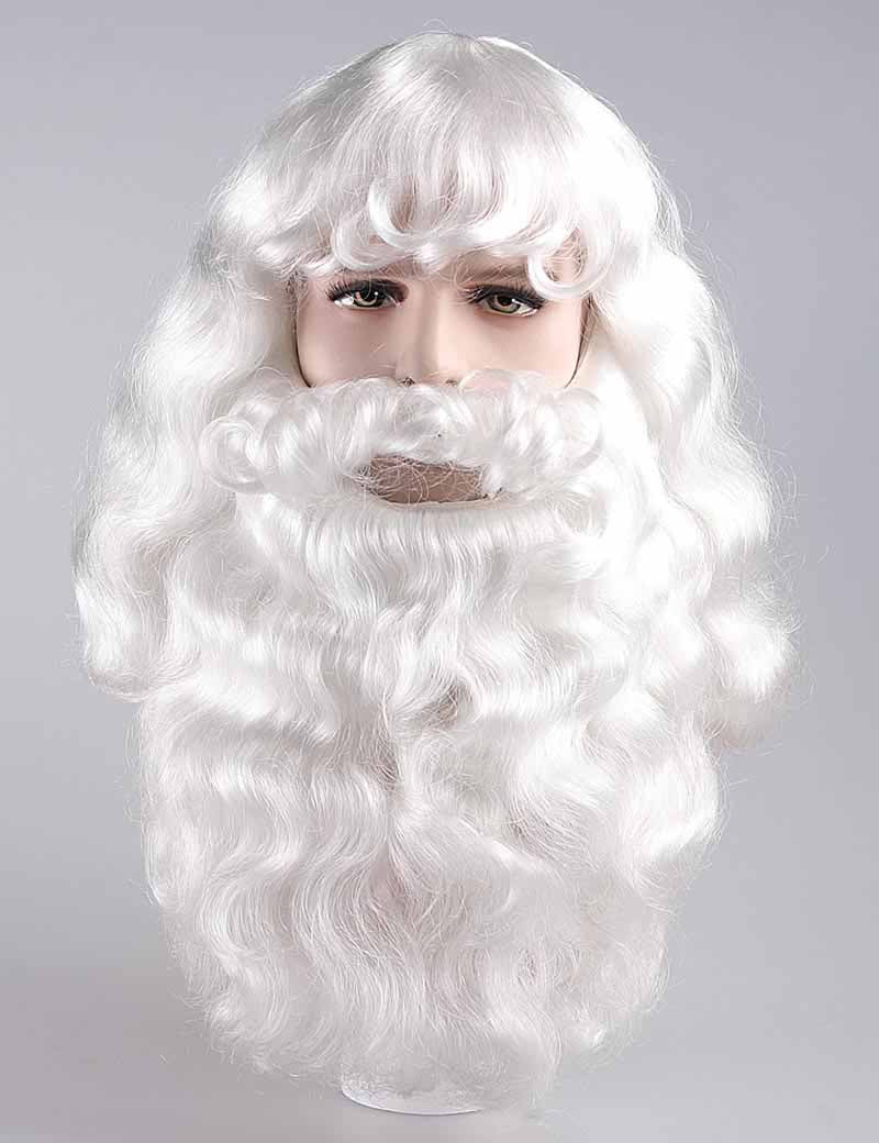 プロフェッショナルメンズサンタウィッグとフルヒゲセット サンタクロース | サンタクロース クリスマスウィッグ| マシンメイド | プレミアムな通気性 Santa-002