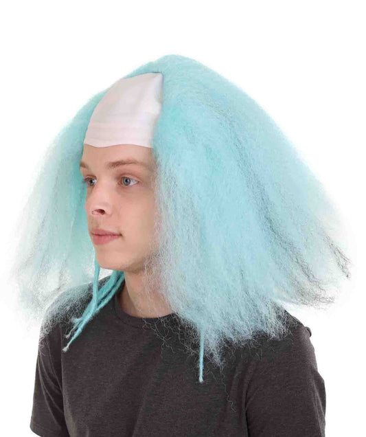 ハロウィーンパーティープレミアムメンズH-3622ライトブルーボールドクラウンウィッグ