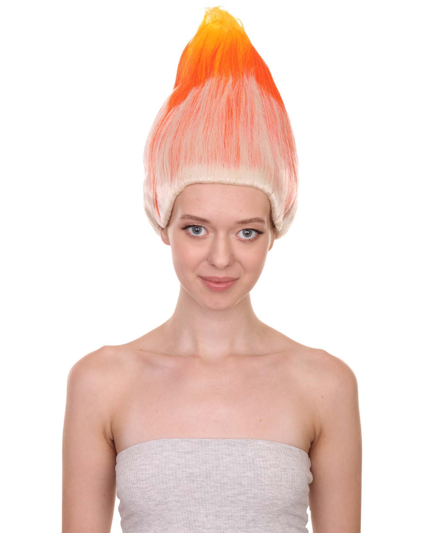 Wigs2you ハロウィンパーティープレミアム H-1800 着け心地が良い とても快適 女性用コスプレウィッグ オレンジとホワイト トロールズスタイル