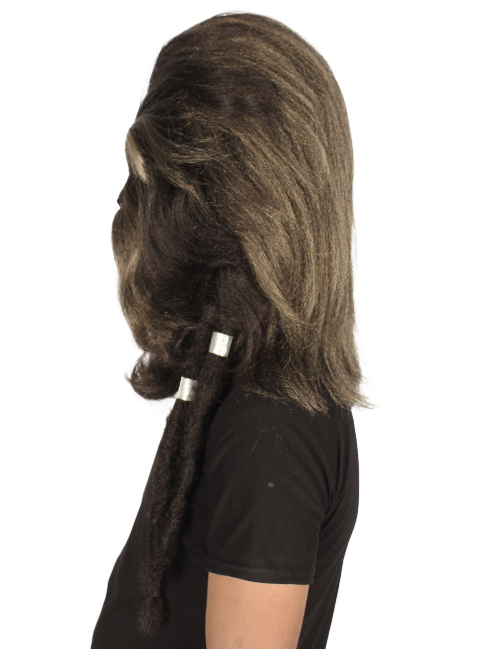 ハロウィンパーティ プレミアムメンズ H-5549 長いヘアリー エルダーウォリアーエイプ ミリタリーリーダー レジスタンスファイター ダークブラウン コスプレウィッグ & マスク