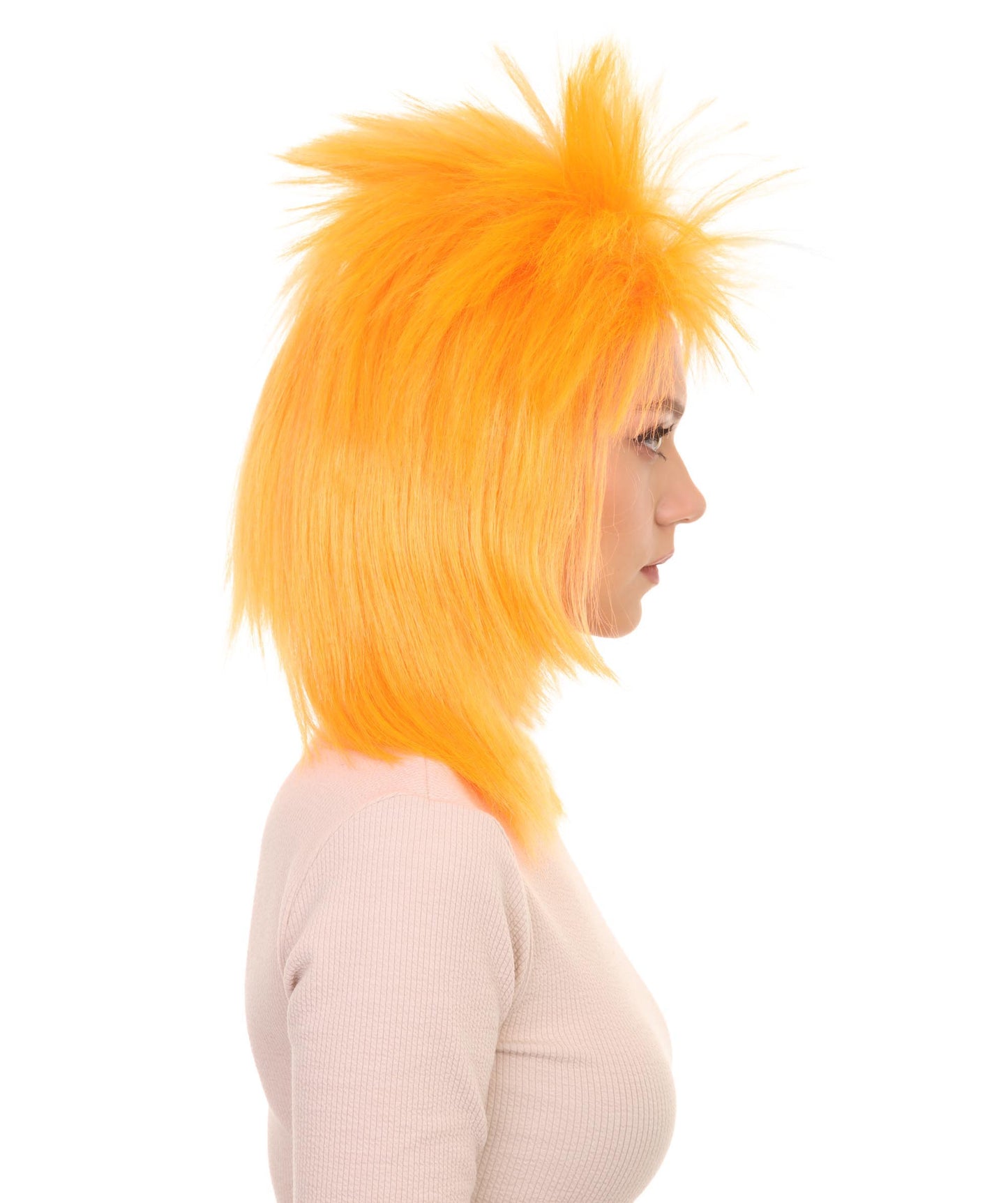 Wigs2you ハロウィン パーティー プレミアム H-1308 簡単に着用でき 快適なフィット感 80 年代女性オレンジ ロッカー スタイルウィッグ