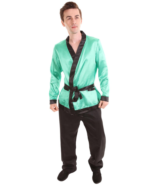 大人用メンズ JCO-267_2 贅沢な独身者 グリーンサテン スモーキングジャケット コスプレ衣装