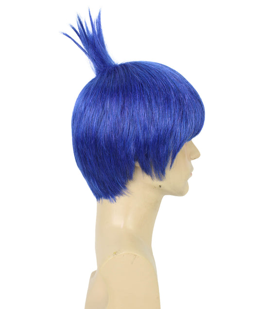 メンズ H-6056 アニメ チェーンソー ガイ ブルー ちょんまげスタイルのかつら ハロウィンやアニメをテーマにしたグループ パーティーに最適 難燃性合成繊維