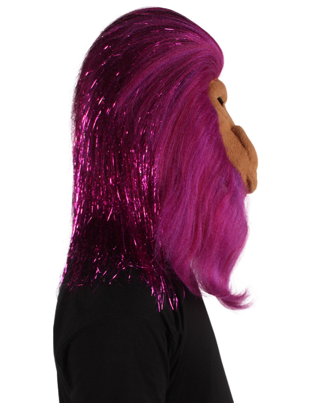 ハロウィンパーティープレミアムメンズ H-5647-PP ヘアリーユニセックスエイプティンセルマスクのみ 紫 軟らかい合成繊維