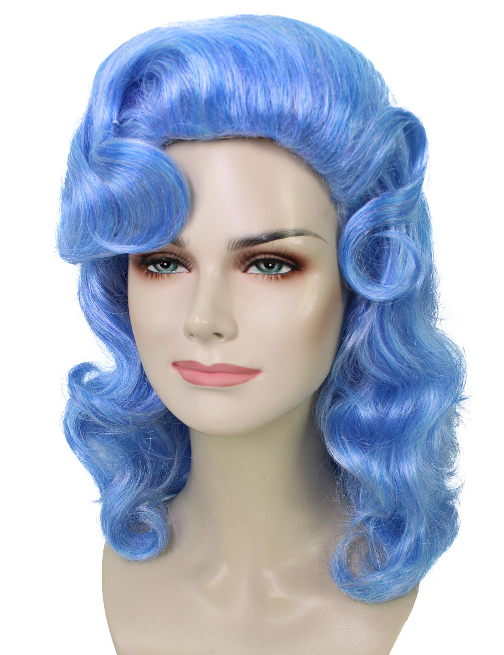 Wigs2you ハロウィンパーティ プレミアムレディース ヴィンテージブルーカーリーウィッグ H-5741
