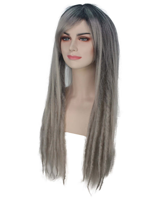 ウィメン グレー ストレート ミディアムレングス トレンディ グレイ シャドウ ウィッグ H-5298 プレミアムハロウィンウィッグ
