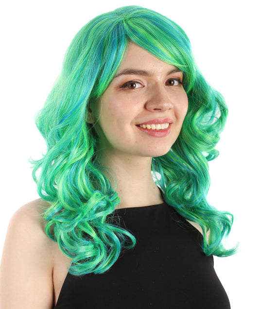 マーメイドフェアリーテールウィッグ グリーンオンブレ H-5380_29 長いウェービー コスプレ ハロウィーン衣装 パーティーヘア 合成繊維