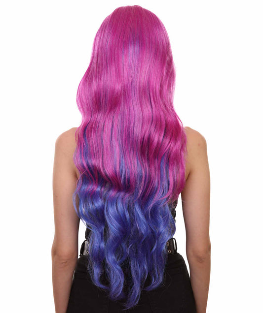 女性用ディセンダンツ3 オードリーカーリーウェービーパープル&ブルーウィッグ H-4669 マルチカラー TV/映画ウィッグ プレミアム通気性キャップレスキャップ
