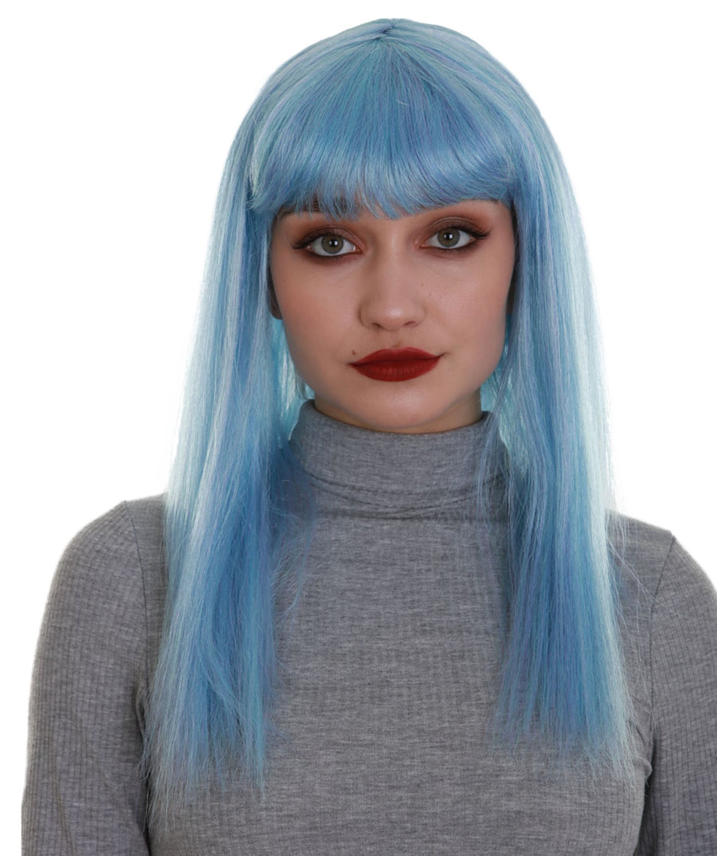 ハロウィンパーティープレミアム H-5293 女性用 アイシーブルー ストレート ショルダーレングス トレンディ ドリームシクルウィッグ ブルー