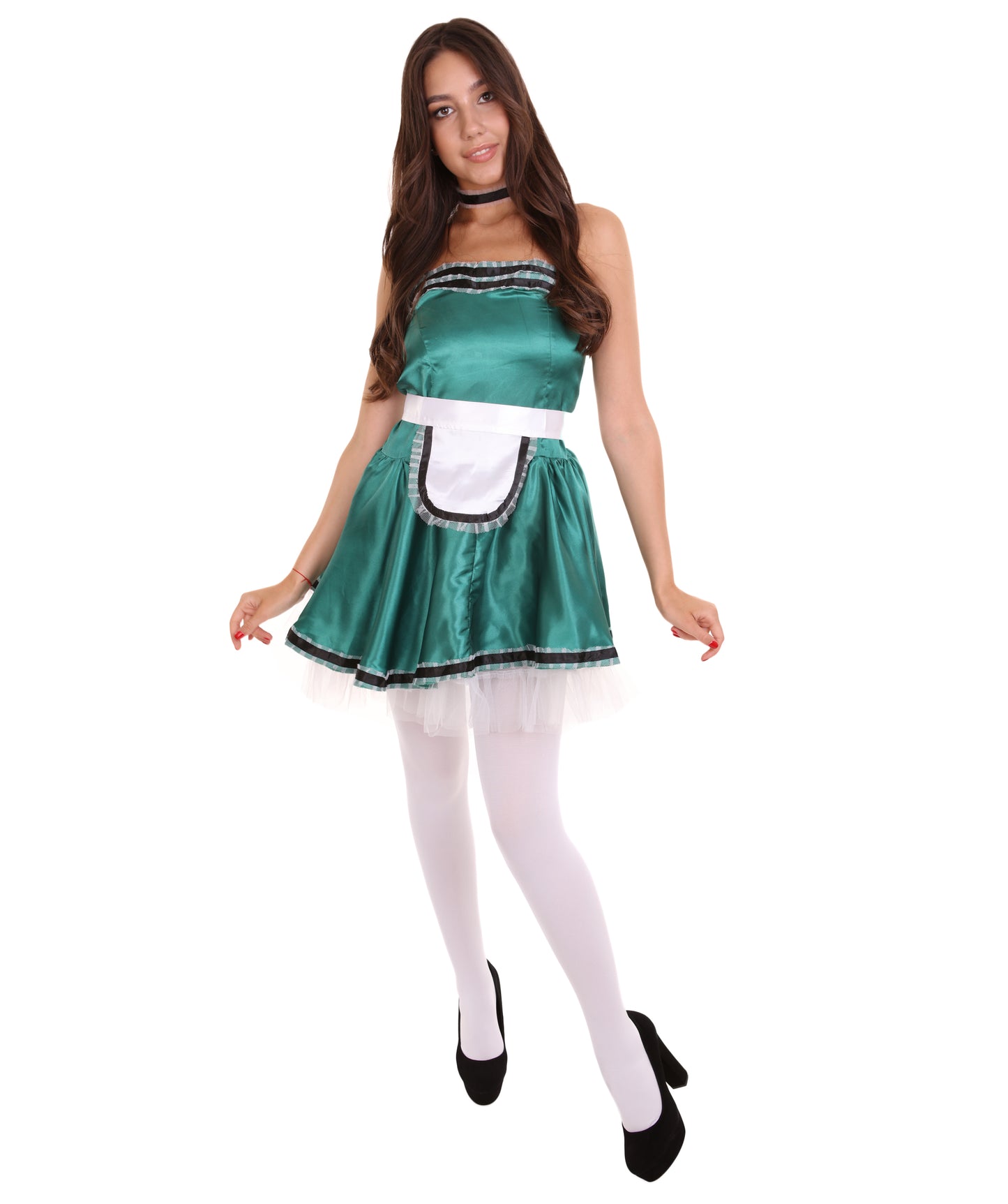 女性用 JCO-344_8 フレンチメイド制服コスプレ ダークグリーンコスチューム