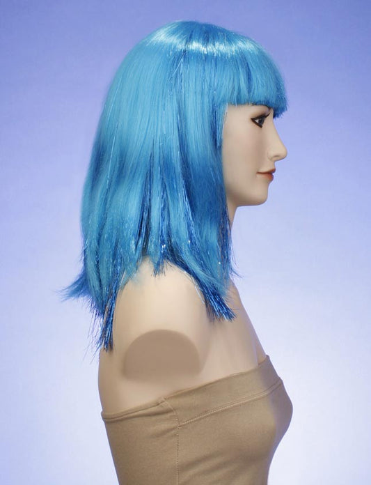 ハロウィンパーティープレミアムレディース H-102 ネオンブルー Lt ブルーティンセルウィッグ ファンシーキャラクターファッションウィッグ