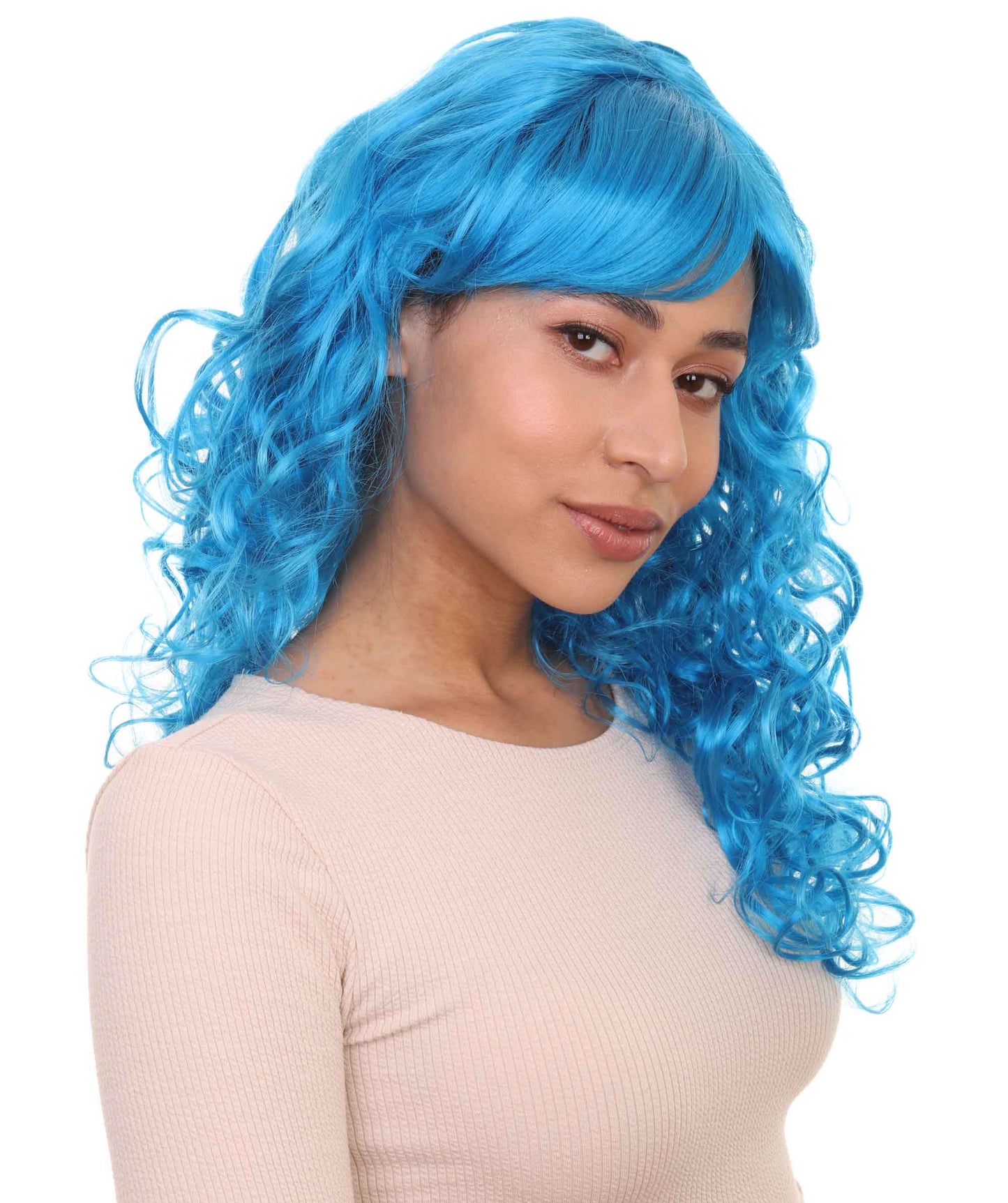 Wigs2you ハロウィンパーティープレミアムレディース H-1027 着用しやすい ベラウィッグ ネオンブルー色