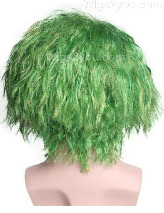 緑のかつら|コスプレ・ハロウィンかつら|割増空気を通すCaplessなキャップH-464