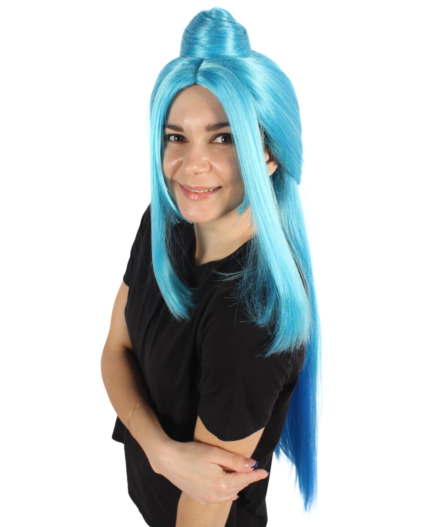 女性用 H-5996 チャンピオン バンダー ロング グラデーション ゲーミング コスプレウィッグ ハロウィンやコスプレに最適 難燃性合成繊維