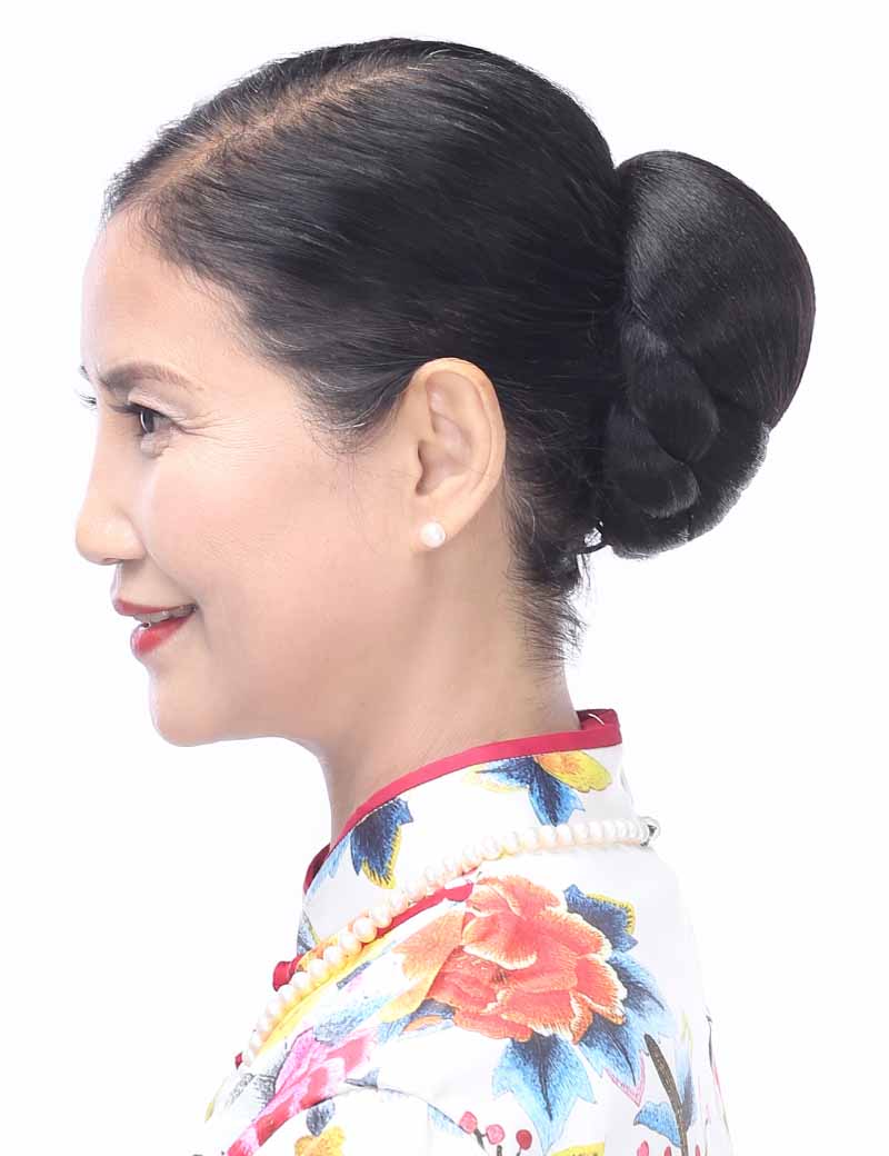 半分だけ編みこみデザインシニヨン和装ウィッグ | 立体感があり若い女性にも大人気 | 着物や浴衣の時に | W-8405