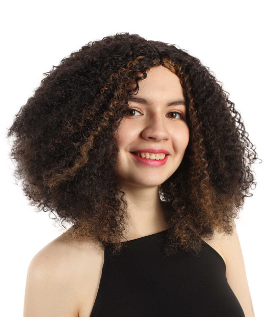 女性用ショルダーレングスカーリーウィッチウィッグ オーバーンブロンド H-5374_27 合成繊維ヘア ハロウィンパーティーウィッグコレクション