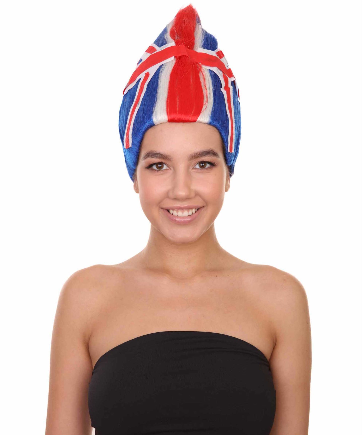 Wigs2you ハロウィンパーティープレミアム H-1805 着け心地が良い とても快適 女性用コスプレウィッグ イギリス国旗 マルチカラー トロールズスタイル