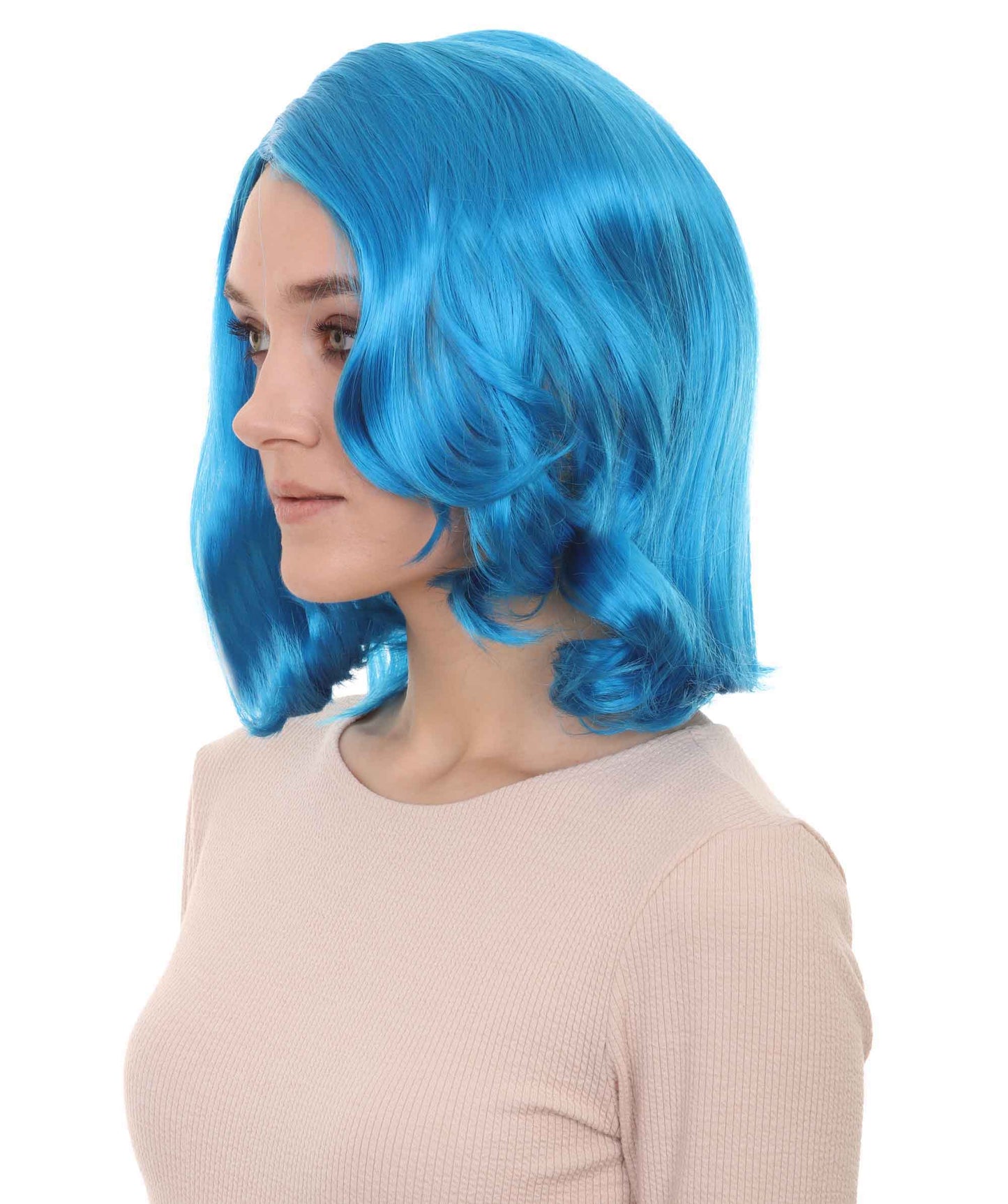 Wigs2you ハロウィン パーティー プレミアム 簡単に着用できる H-1153 とても快適なネオン ブルー カーリー レディ ウィッグ