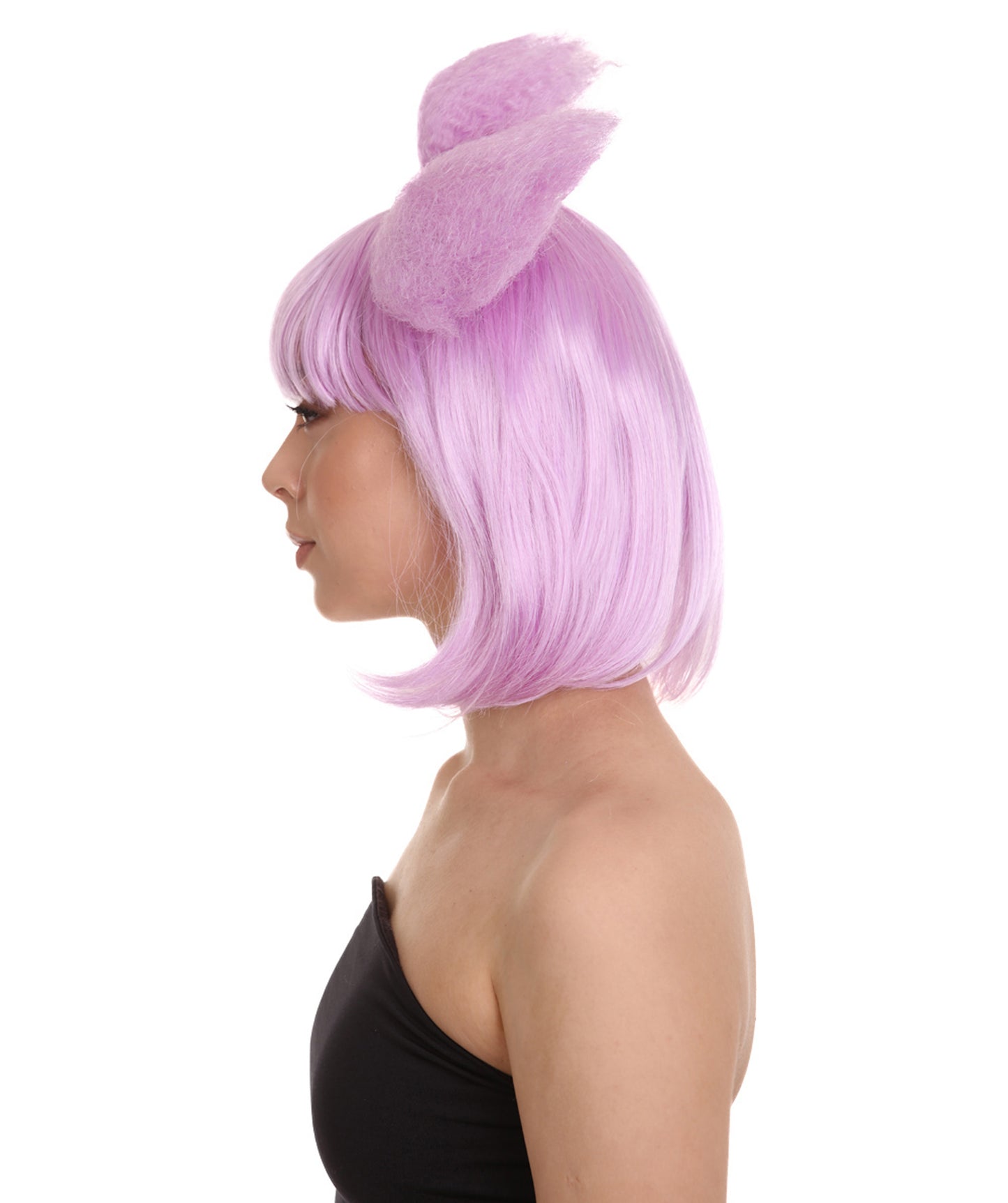 コスプレウィッグ レディガガ ボウ H-2818 パープル ポップスター ボウ付き ハロウィンパーティ プレミアムウィッグ