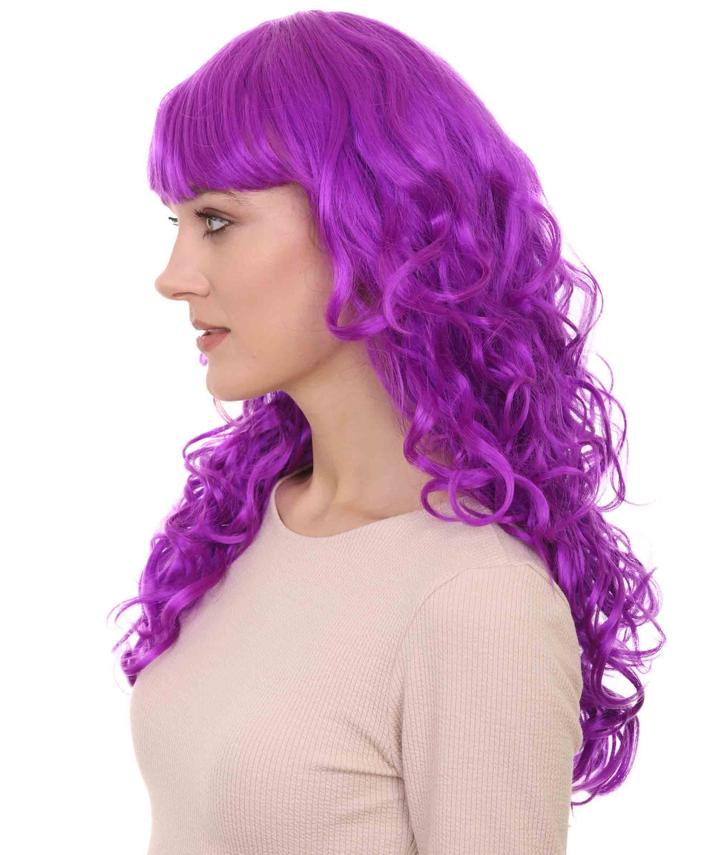 Wigs2you ハロウィン パーティー プレミアム H-844 バットマン 女性ジョーカー ウィッグ ネオンパープル色