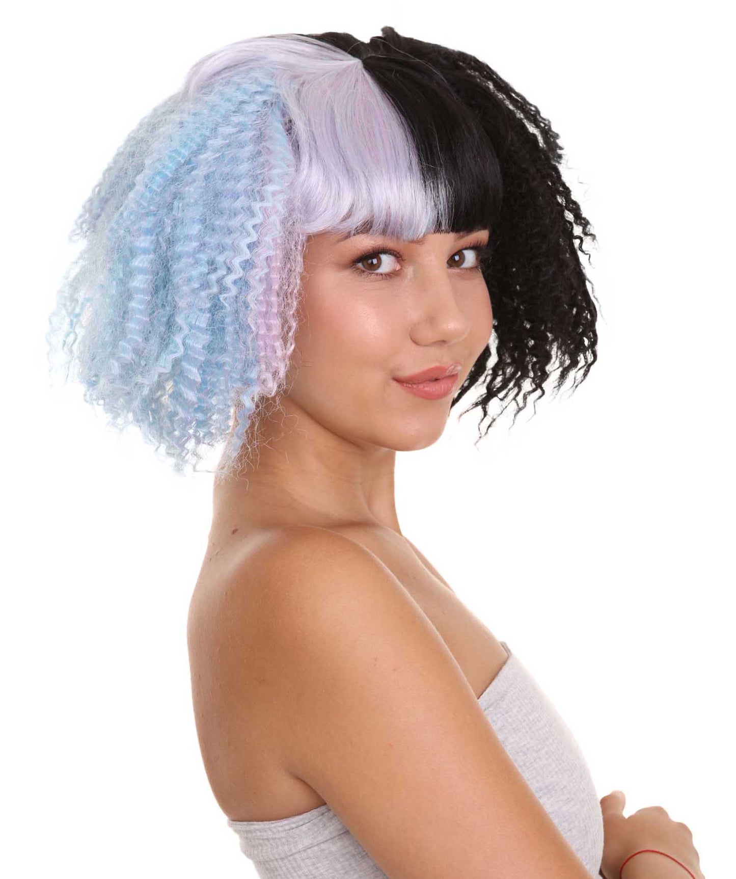 Wigs2youハロウィンパーティープレミアムレディースH-1872 着けやすい 非常に快適 限定!Melanie Martinezライトブルーと黒のコスプレウィッグ