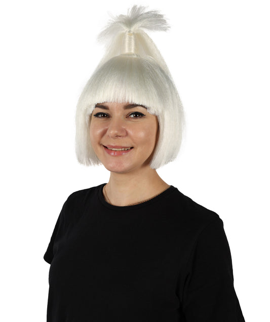 女性用 H-6225 アメリカンフィギュアスケーター ホワイト ポニーテール ウィッグ コスプレウィッグ 難燃性合成繊維