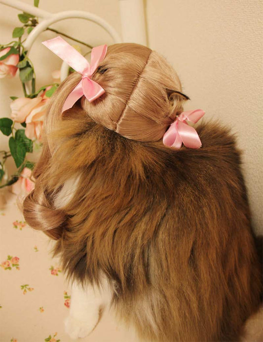 ペットウィッグ P-023 アッシュブロンド コスプレの相棒、楽しいドレスアップのための遊び心あるペットウィッグ