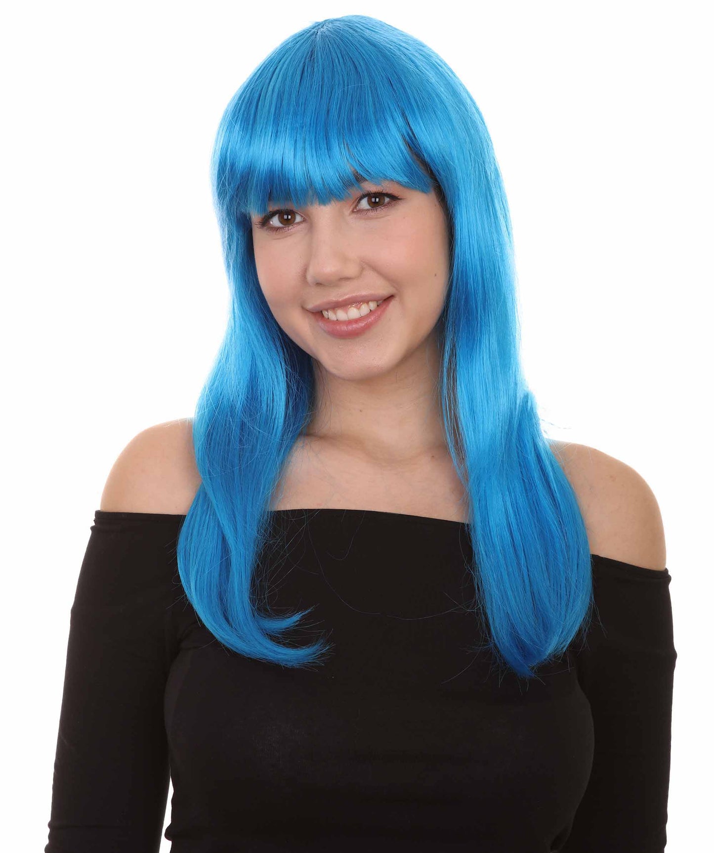 Wigs2you ハロウィン パーティー プレミアム レディース H-1069 とても快適なグラマー グリーン ウィッグ ネオン ブルー色