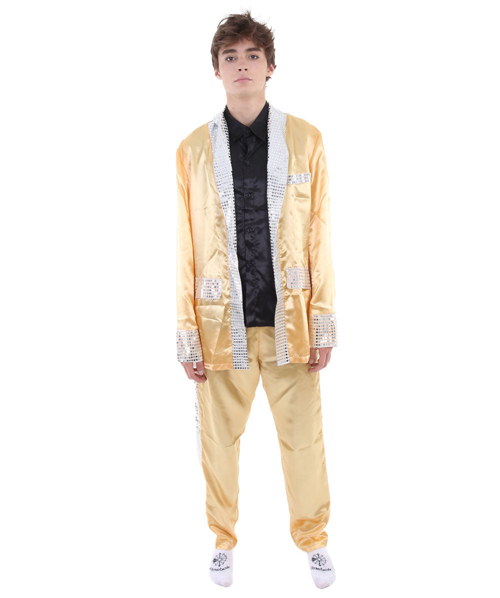 男性 JCP-196 のエルビスサテンコスチューム ゴールド コスプレコスチューム